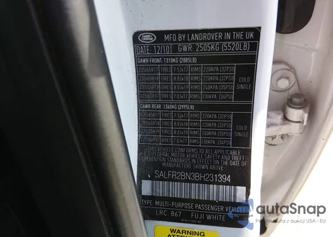 2011 Land Rover Lr2 z USA, uszkodzony, nr VIN SALFR2BN3BH231394